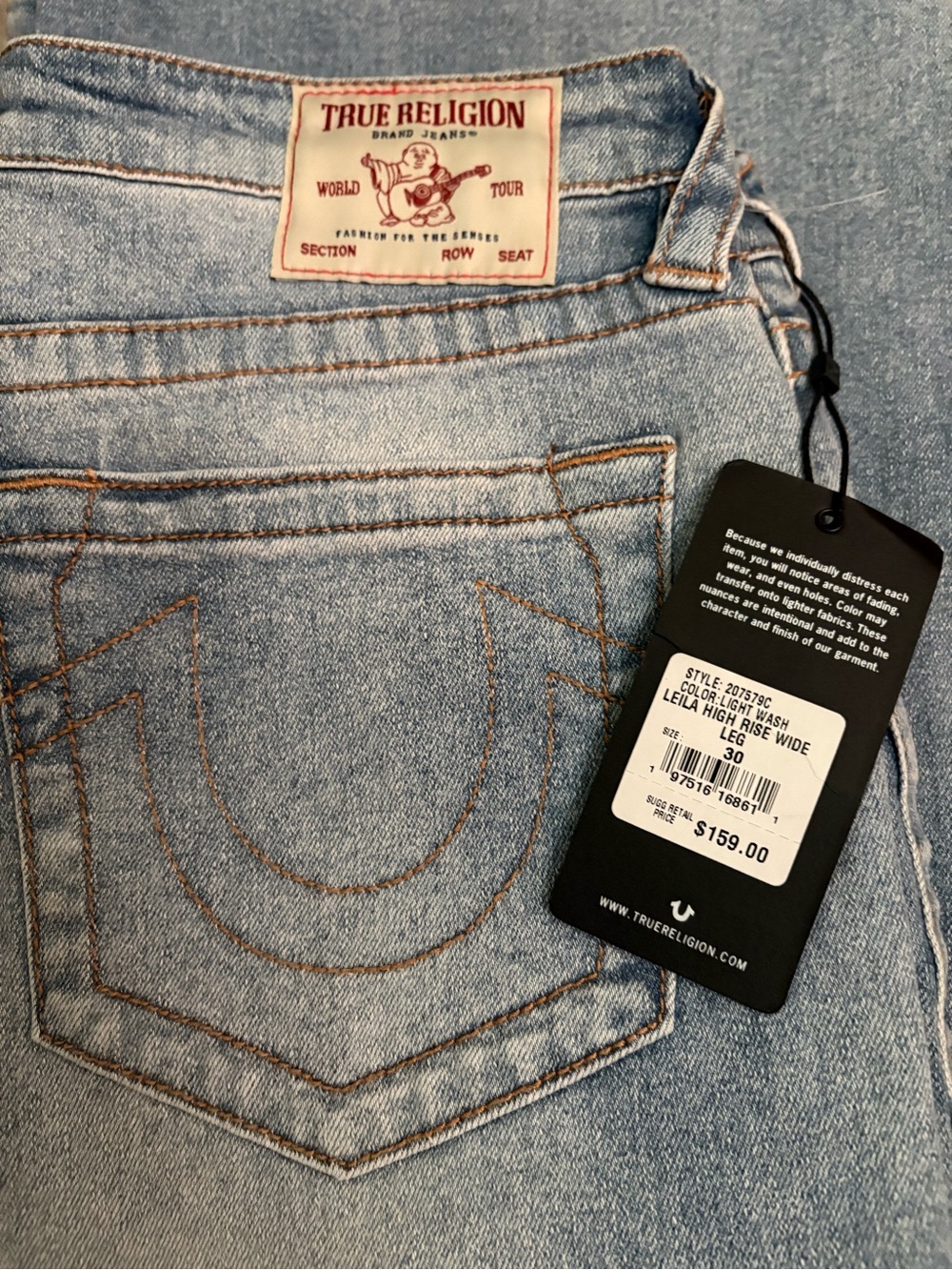 True Religion Leila High Rise Wide Leg Jeans Light Wash Size 30 NWT - Picture 1 of 13